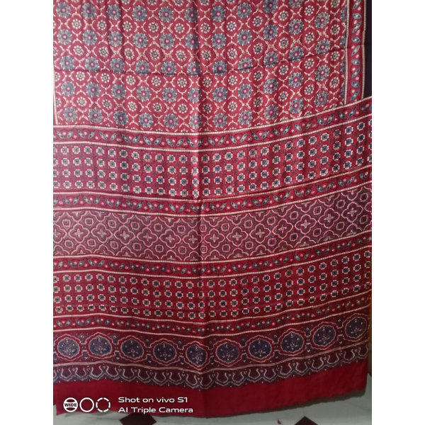 Ajrakh Block print Saree 